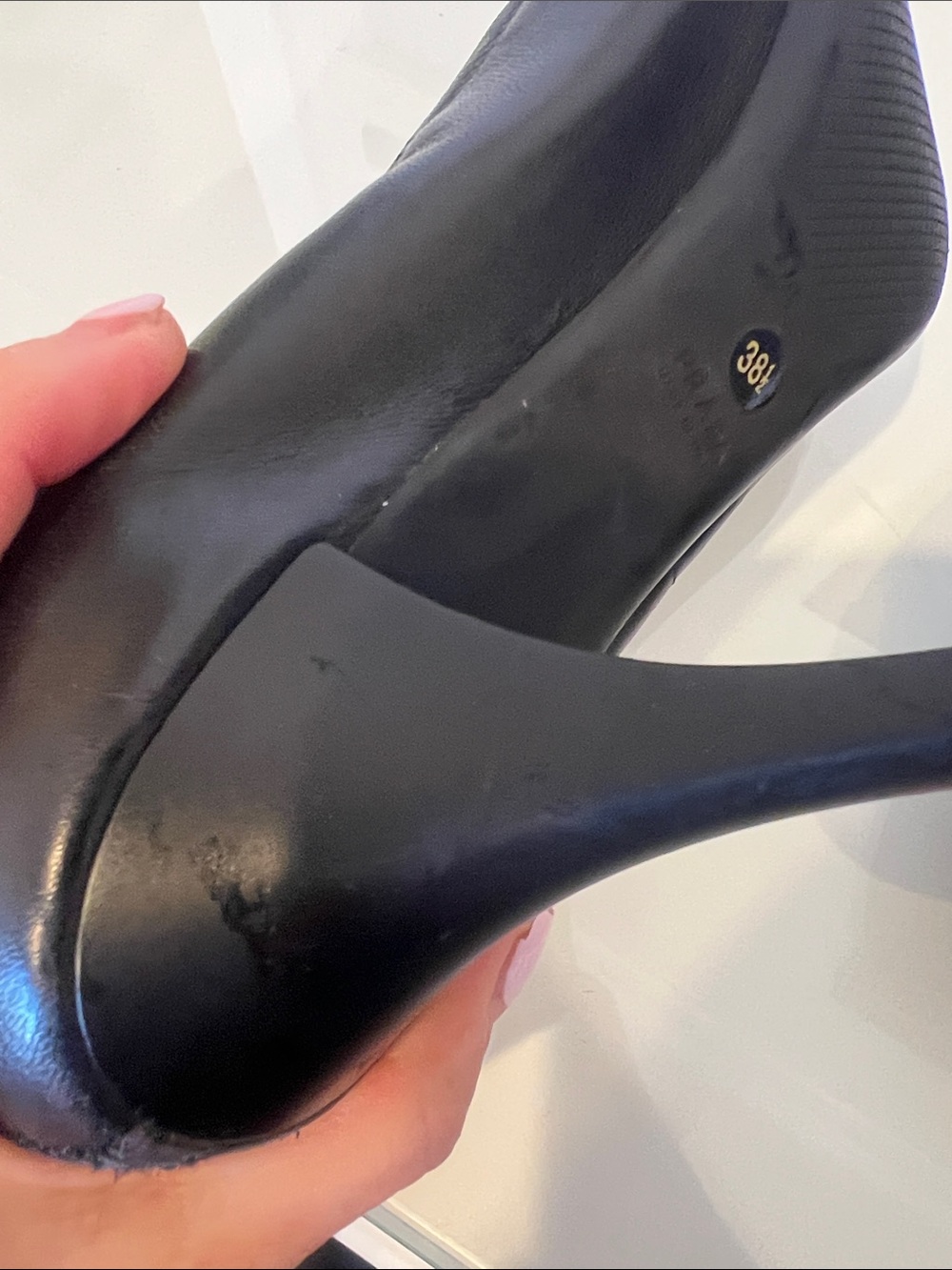 Vintage Prada Black Leather Pumps with Patent Cap Toe - Picture 7 of 8